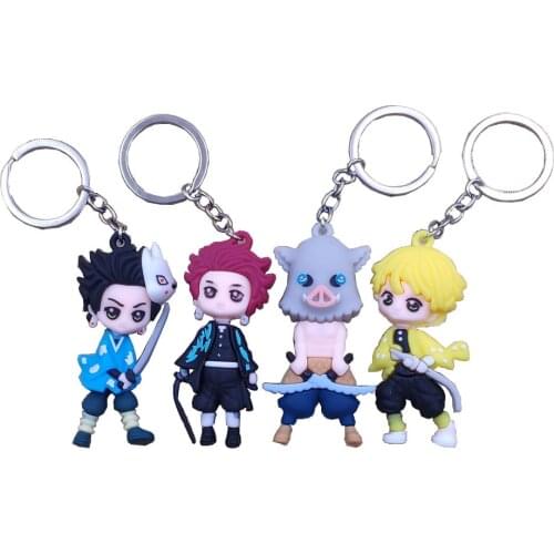 Demon Slayer Style Kamado Nezuko Colorful Silicone Keychain Cartoon Key Ring Jewelry Party Women Gift Drop Shipping CK001-008