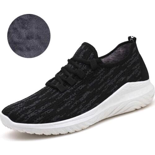 Men Plush Casual Shoes Male Autumn Winter Lightweight Walking Lace_Up Shoes Man Strip Outdoor Comfortable Sneakers Big Size 45