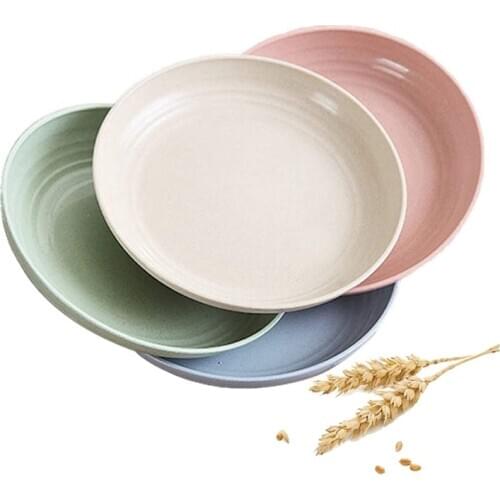 Lightweight Wheat Straw Plates -Dishes and Plates Sets for Kids Children Toddler & Adult ,9 Inch,4Pack