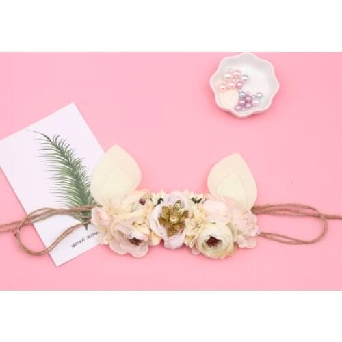Miss Cute Baby Girl Hair Accessories Bunny Ear Baby Artificial Flower Headband Hemp Rope Hair Band fashion Accessories Headwear
