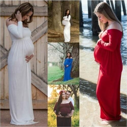 2020 TALLOLY maternity wear Europe and the United States sexy one-line neck maternity long skirt hot style maternity dress hot