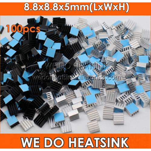 WE DO HEATSINK 100pcs/lot Aluminum Heatsink 8.8x8.8x5mm With 3M 8810 Thermally Conductive Adhesive Tape For Cooling RAM IC CHIPs