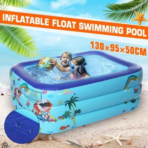 130x95x50cm Inflatable Swimming Pool Adults Kids Pool Bathing Tub Rectangular Outdoor Indoor Summer PVC Paddling Swimming Pool