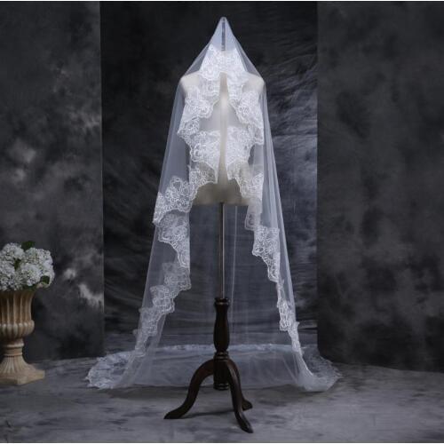 Real Photos Ivory Wedding Veil 3m Long Lace Mantilla Bridal Veil Wedding Accessories Veu De Noiva