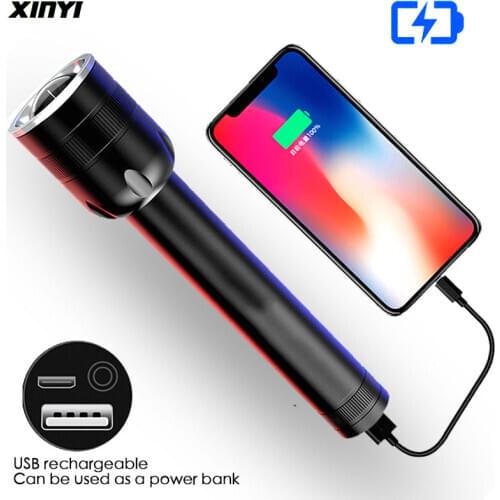 2020 NEW USB Rechargeable LED Flashlight With T6 LED Built-in 1800mAh lithium battery Waterproof camping light Zoomable Torch