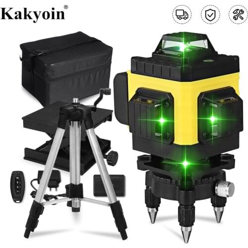 New 16 Lines 4D Laser Levels Green Self-Leveling 360 Horizontal&Vertical Powerful Green Beam Hanging with Bracket/Tripod