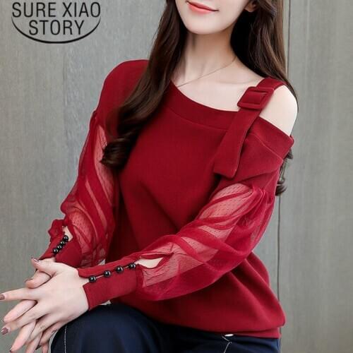 New Spring Long Sleeve Shirt Women Fashion Woman Blouses Sexy Off Shoulder Top Solid Women Blouse Shirt Clothing Female 1224 40