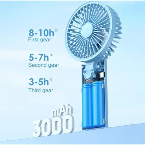 3000mAh Mini Fan Moveable Hanging Rope Strong Wind Portable Electric Handheld Pocket Fan Outdoor Electric Handheld Pocket Fan