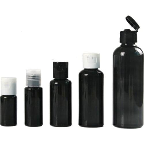 Empty Plastic Bottle 30ml Empty Black Plastic Bottle Flip Cover Plastic Bottle 50ml Empty White Cover Cosmetic Container 50pcs