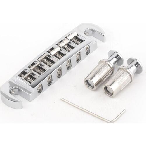 Musiclily Pro 52.5mm Pigtail Style Tune-o-matic Wraparound Adjustable Bridge for Les Paul Style Electric Guitar, Chrome