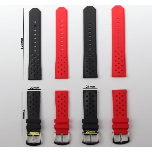 22mm 24mm Silicone rubber Black Red watchband for TAG strap for Heuer WAZ2113 Belts Bracelets watchband F1 series common using