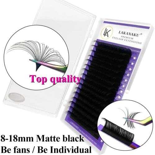 LAKANAKU Matte Silk Eyelashes Classic Individual Eyelashes Extensions Mega Volume Lashes Tray 16rows All Size Mink Cilios