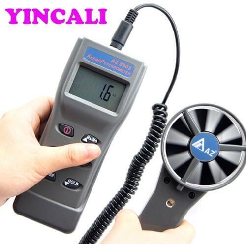 Handheld Anemometer Remote Fan Air Flow Meter AZ8902 Portable Wind Speed Measuring Instruments Air Temperature Meter