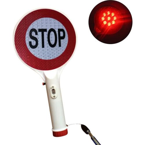 Handheld LED Traffic Sign Stop Light Rechargeable Car Warning Sign Flashlight Traffic Lights With Power Adapter Free Shipping