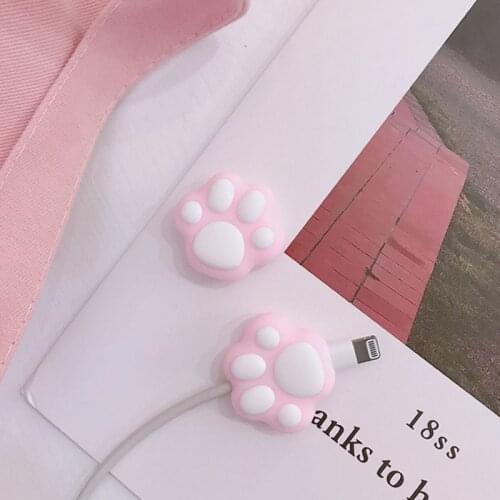 Cute Creative Usb Cat Claw Data Cable Bite Charger Wire Cartoon Data Cable Protector Silicone Cable Saver For Charging
