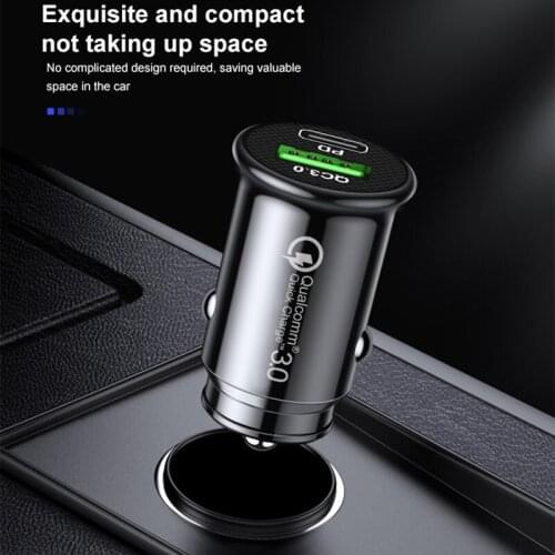 Super Mini Car Charger QC3.0 and Type-C Car Charging plug double device car charger 20W Car phone charger USB、USB-C