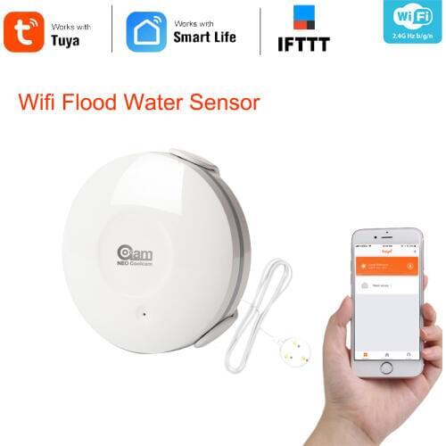 Coolcam Smart WiFi Water Sensor Wi-Fi Leak Detector Alarm Sensor App Notification Alerts Work With Alexa Goole Assistant IFTTT