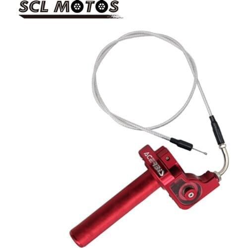 SCL MOTOS Universal Motorcycle 22mm AC CNC Aluminum Gas Handle Throttle Grip + Elbow Throttle Cable For Dirt Bike Motocross