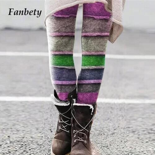 Spring Women Elegant Knitted Slim Fitness Leggings Fashion Casual Stretchy Pants 2021 Female Striped Print Patchwork Trousers