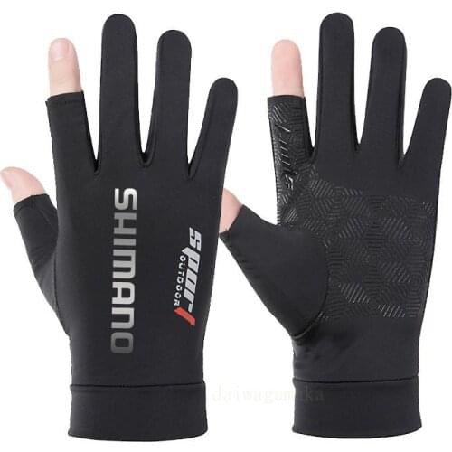 Shimanos Windproof Men Clothing Fishing Gloves Breathable Antiskid Gloves Spring Summer Fishing Clothes 2 Finger Flip Sunscreen