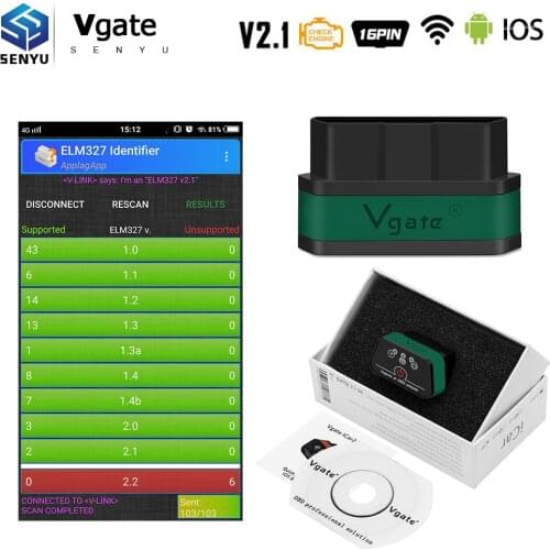 Vgate iCar2 V2.1 elm327 OBD2 Wifi Wireless Scanner for Android/IOS wi-fi iCar 2 OBD2 Car Auto Diagnostic Tool VS ELM 327 V1.5