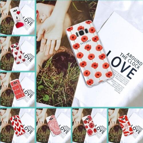 Back Cover For Samsung Galaxy Note 4 5 8 9 Silicone Red Flower Heart Women For Samsung S5 S6 S7 Edge S8 S9 Plus Phone Case