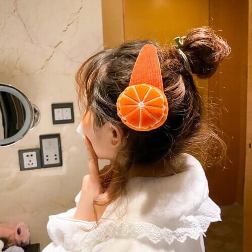 Pinklands Girl Hair Clip Cute Cartoon Fruit Hairpin For Women Face Wash Barrette Large Exaggerated Headdress BB Hair Accessories