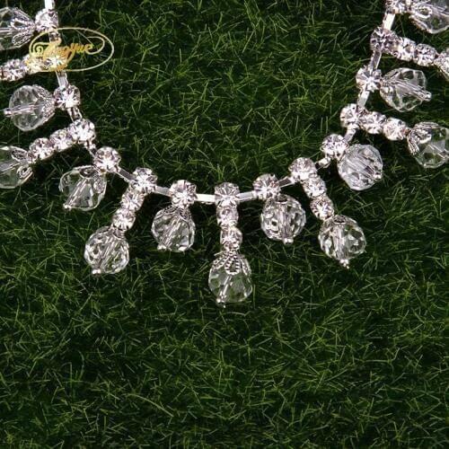 1 Yards) Wholesale bridal beaded Sewing rose gold crystal rhinestone applique trim for wedding dress sash belt