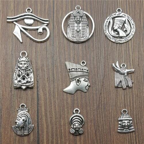 10pcs Charms Eye Of Horus Antique Silver Color Egyptian Pharaoh Pendant Charms Egyptian Beast Charms For Jewelry Making