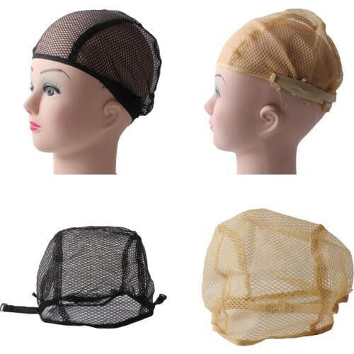 10PCS Nylon Net Wig Cap For Making Wigs with Adjustable stretch net Strap on Back Wig Cap for Lace Wigs Black blonde two color