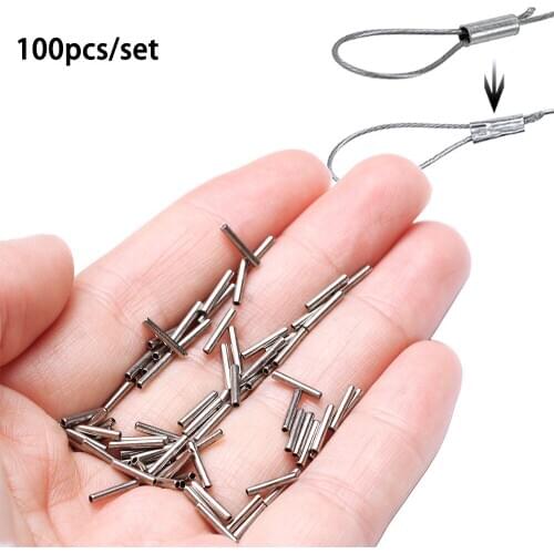 100Pcs Copper Round Fishing Wire Pipe Crimp Sleeves 1.0mm-3.0mm Fishing Line Tube Fishing Accessories Tool