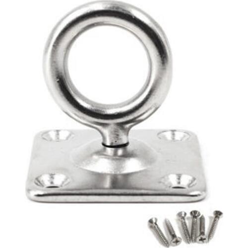2Pcs Square Swivel Pad Eye Rotatable Ceiling Hook Wall Mounted Hook Stainless Steel Eye Pad Plate For Yoga Swings Hammock (With