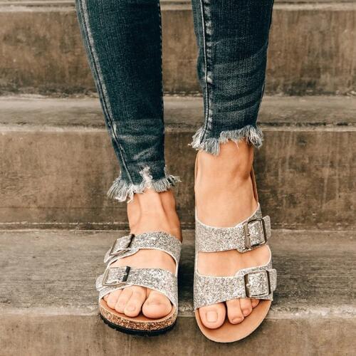 2020 Women Summer Non-slip Platform 3cm Flat Slippers Flip Flops Female Romanesque Shoes Lady Beach Women Buckle Strap Sandals