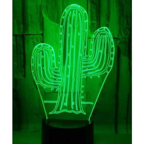 Cactus Acrylic 3d Table Lamps For Living Room Stereo Luminescent Panel Cactus 3d Night Light Gift Customization Desk Lamp