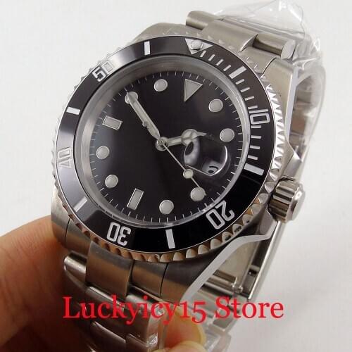 BLIGER NH35 MIYOTA Movement Self Winding Men Watch Sapphire Glass Mnetal Band Ceramic Bezel Insert