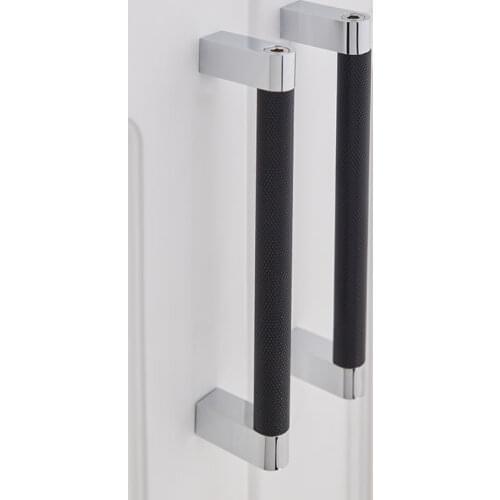 Black Aluminum alloy/Knurled/Textured modern kitchen cabinet knobs and handles Drawer Pulls Bedroom Knobs T Bar /long handle