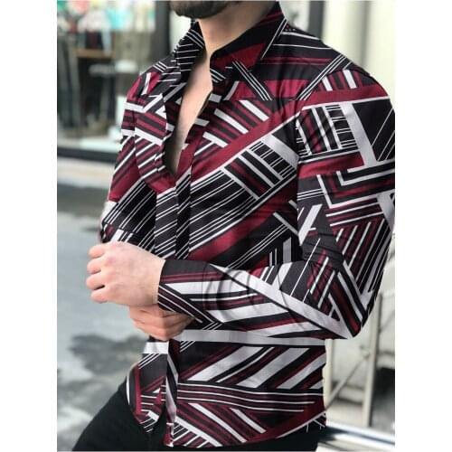 Camisas florales de manga larga de 2021 para hombres camisas estampadas con flores de corte delgado para hombres cami