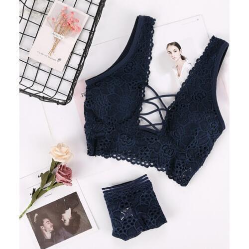 Women Sexy Lingerie Bra Set Push Up Seamless Embroidery Lace Sexy Bra Set Female Underwear Set