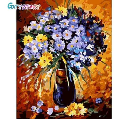 GATYZTORY Flowers DIY Painting By Numbers On Canvas Oil Pictures For Adults Acrylic Coloring By Number Frame Home Decoration