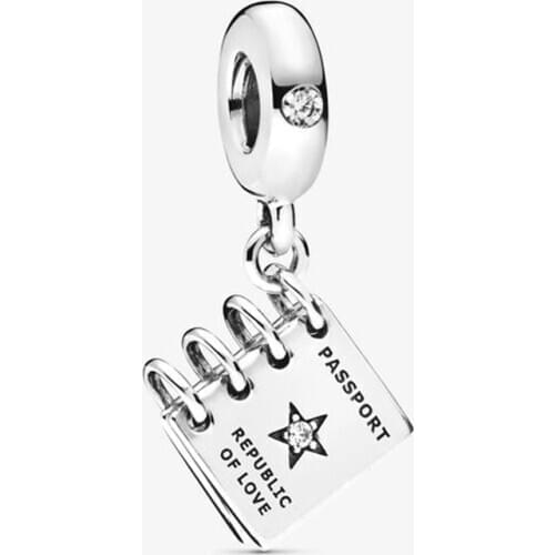 Hot Sale 925 Sterling Silver Passport of Love Charm Fit Original 3mm Bracelet&Bangle Making Fashion DIY Jewelry For Women