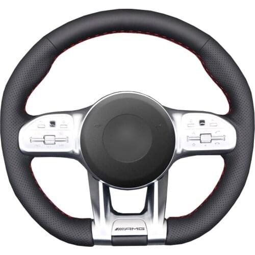 Artificial Leather DIY No-slip Car Steering Wheel Cover For Mercedes-Benz A35 A45 E63 G63 C63 CLA45 CLS53 E53 E63 GLA35 S63 AMG