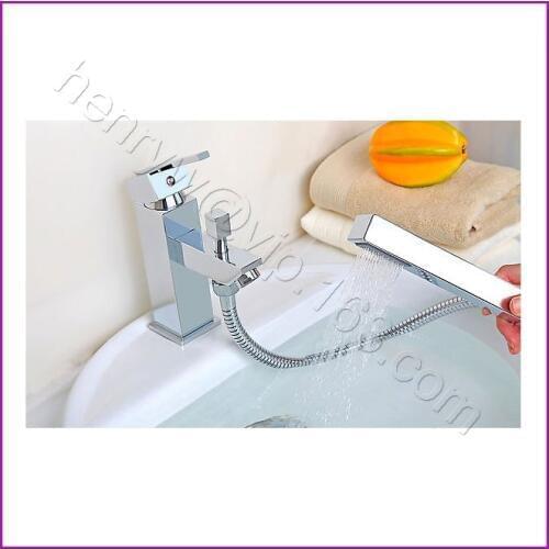 L16393 - Luxury Deck Mounted Removable Brass Pull Out Basin Faucet With Hand Shower & Hose