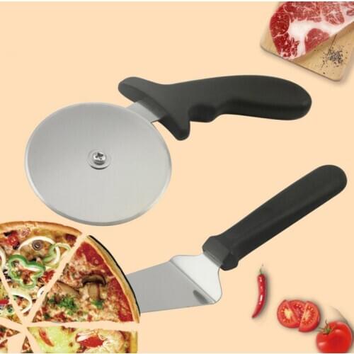 Pizza knife tool set with plastic handle multi-function stainless steel cake knife cake spatula