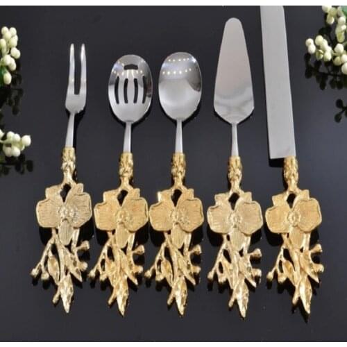 Orchid 5 Piece Gold Service Set
