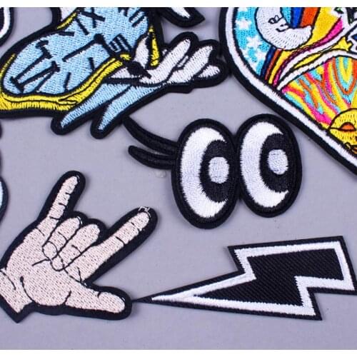 Black Cat Iron on Patches for Clothing Stickers Stripes Letter Appliques on Clothes Embroidery Patches On Clothes Accessory DIY