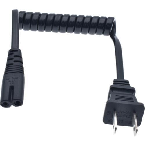 NEMA 1-15P 2PIN Plug To IEC 320 C7 Elbow AC Short Portable Cord PU Spring Strech Power cable 10-30cm Retractable