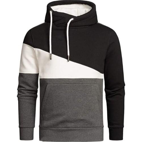 QNPQYX New Autumn Mens Splicing Hoodies Outdoor Sports and Leisure Color-blocking Pullover Sweater Streetwear Hooded Pullover