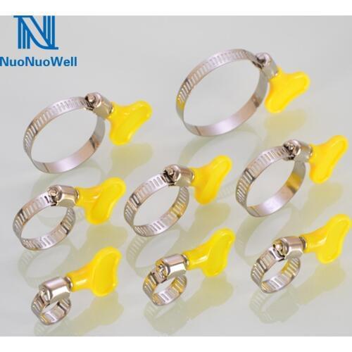 NuoNuoWell 10X Stainless Steel Irrigation Hose Clips Pipe Clamps 6-40mm Available With Handle Gas Tubing Tool Easy Fastening