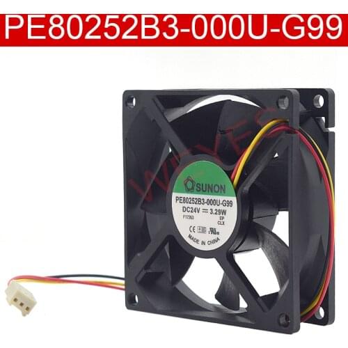 Original For PE80252B3-000U-G99 DC 24V 3.29W 80x80x25mm 3-Wire Server Cooling Fan