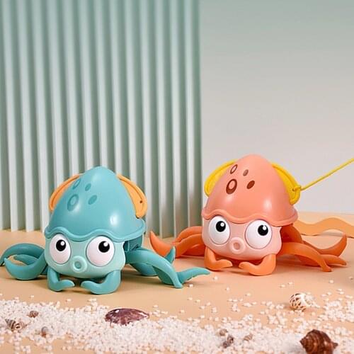 Octopus Bath Toy Childrens Cartoon Clockwork Toys 2 In 1 Bathtub Pool Toys And Drag Walking Beach Toys Kids Luminous Toys